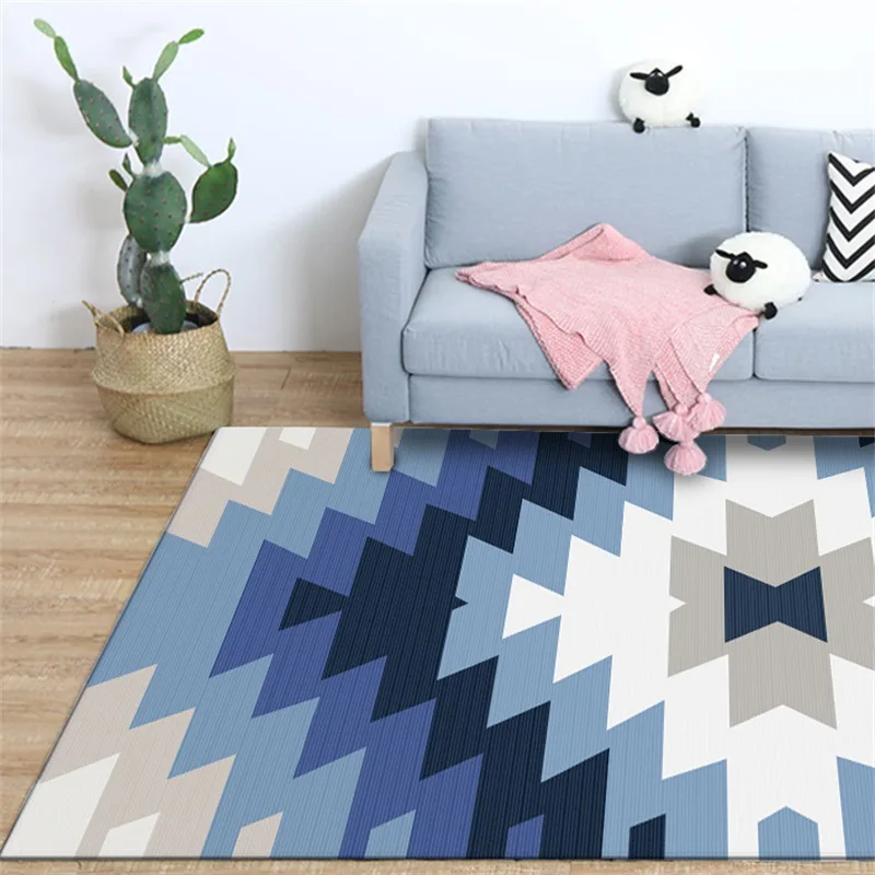 Simple modern Nordic geometric Mediterranean style rug Blue gray white bedroom mat plush non-slip carpet livingroom floormat
Simple modern Nordic geometric Mediterranean style rug Blue gray white bedroom mat plush non-slip carpet livingroom floormat
