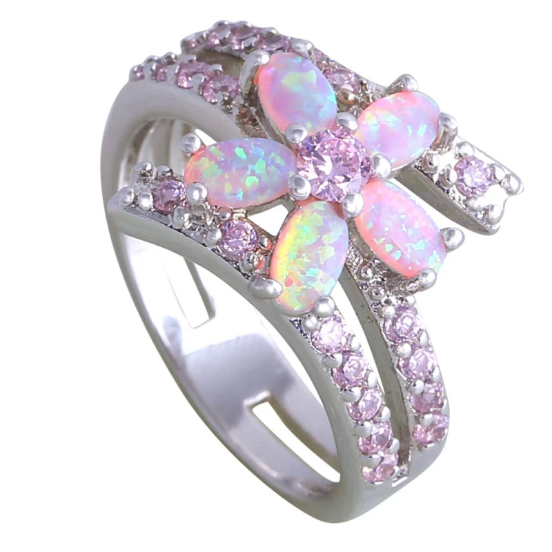 Fashion Pink Cubic Zirconia Pink Fire Opal 925 Sterling Silver Gift Party Wedding rings for women flower rings R174
Fashion Pink Cubic Zirconia Pink Fire Opal 925 Sterling Silver Gift Party Wedding rings for women flower rings R174