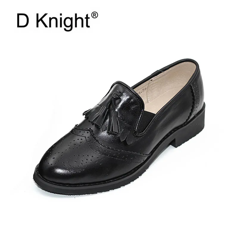 New Genuine Leather Women Bullock Oxford Shoes Fashion Ladies Casual Slip-on British College Shoes Vintage Cow Leather Loafers
New Genuine Leather Women Bullock Oxford Shoes Fashion Ladies Casual Slip-on British College Shoes Vintage Cow Leather Loafers