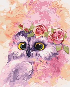 

Frameless painting by numbers paint by numbers for home decor PBN for living room 4050 owl with flower