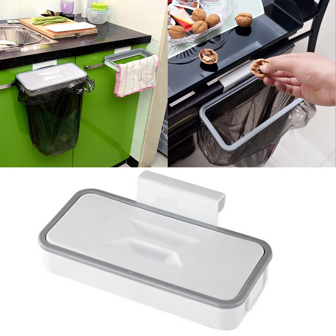 Garbage Bag Holder Trash Rack Cabinet Door Back Holder Hanging Kitchen Cabinet Hanging Trash StorageTools with lid
Garbage Bag Holder Trash Rack Cabinet Door Back Holder Hanging Kitchen Cabinet Hanging Trash StorageTools with lid