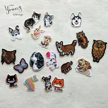 DIY nuevo hierro fundido caliente parches adhesivos gato perro dibujos animados lindo animal bordado aplicable a accesorios de ropa para niños(China)