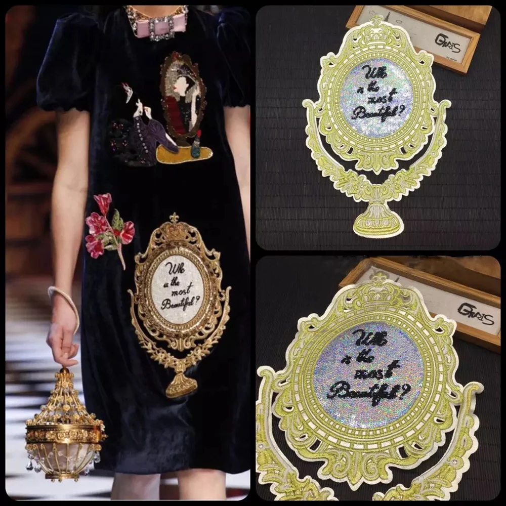 Gold mirror letters sequins patch vintage embroidered applique fashion clothing decoration sew on patch accessories Motif patch 
Gold mirror letters sequins patch vintage embroidered applique fashion clothing decoration sew on patch accessories Motif patch