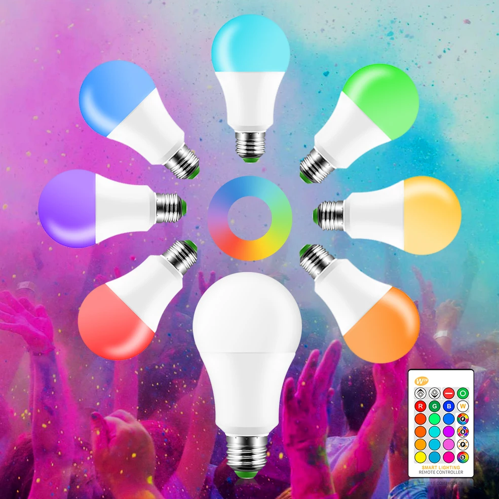 E27 LED 5/10/15W 16 Color Changing Magic Bulbs 220V 110V RGB + White Remote Smart Light lamp Dimmable Memory + IR Remote Control
E27 LED 5/10/15W 16 Color Changing Magic Bulbs 220V 110V RGB + White Remote Smart Light lamp Dimmable Memory + IR Remote Control