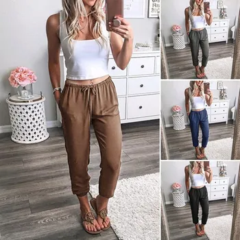 Women Summer Casual Drawstring Stretch Trousers Plus Size 3XL Cotton Mid Waist Loose Straight Ankle-Length Straight Pants
Women Summer Casual Drawstring Stretch Trousers Plus Size 3XL Cotton Mid Waist Loose Straight Ankle-Length Straight Pants