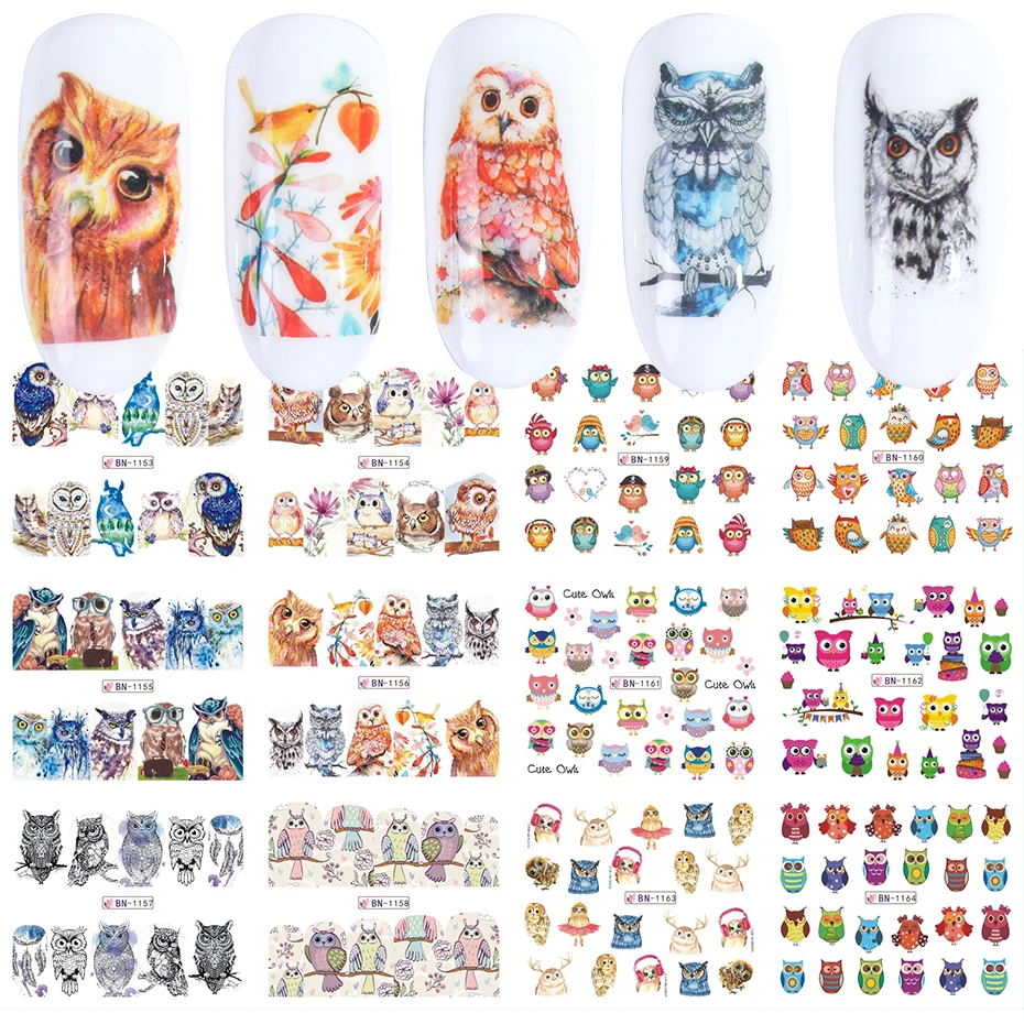 12pcs Water Transfer Nail Stickers Cute Owl Cartoon Nail Art Decorations Stickers Full Wraps DIY Watermark Tips LEBN1153-1164
12pcs Water Transfer Nail Stickers Cute Owl Cartoon Nail Art Decorations Stickers Full Wraps DIY Watermark Tips LEBN1153-1164