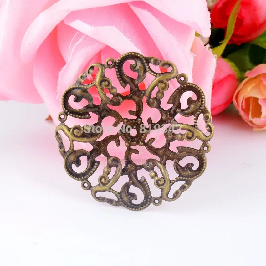 Retail 10Pcs Antique Bronze Filigree Round Wraps Connectors Metal Crafts Gift Decoration DIY Findings 44mm
Retail 10Pcs Antique Bronze Filigree Round Wraps Connectors Metal Crafts Gift Decoration DIY Findings 44mm