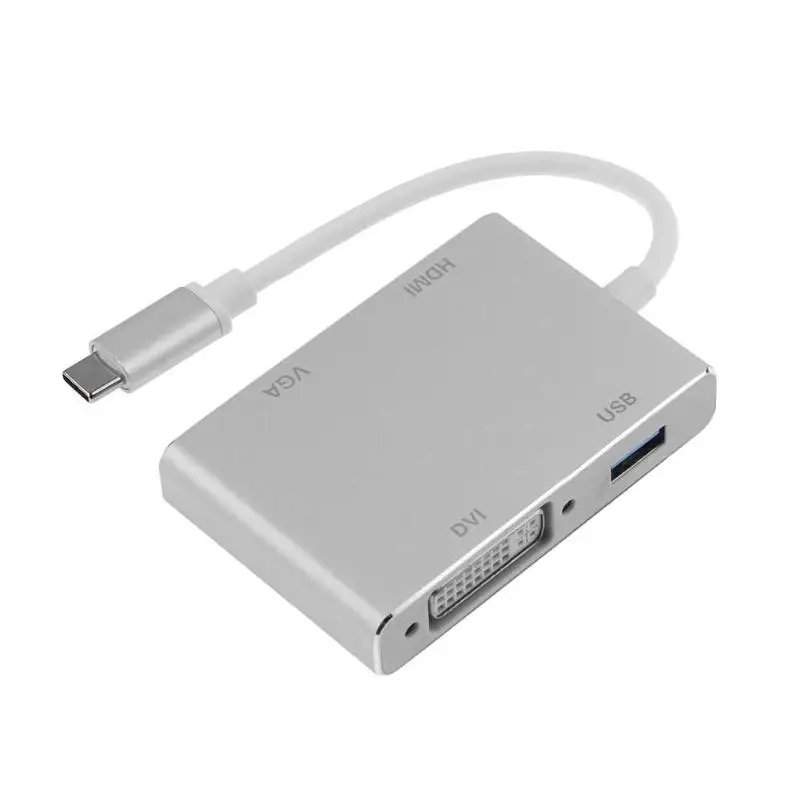 4 in 1 USB 3.1 USB-C Hub Type-C to HDMI VGA DVI USB 3.0 Adapter Cable for Laptop for Apple Macbook Multiport Adapter For Monitor
4 in 1 USB 3.1 USB-C Hub Type-C to HDMI VGA DVI USB 3.0 Adapter Cable for Laptop for Apple Macbook Multiport Adapter For Monitor