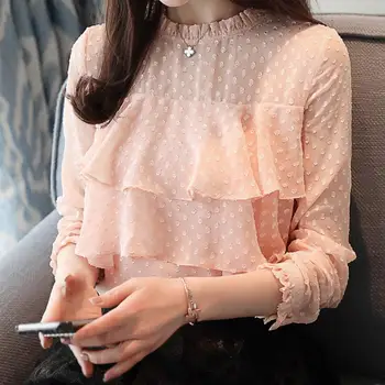 Sexy Women Shirts Blouses Long Sleeve Fashion Casual Shirts Loose Ruffle Tops Polka Dot O-Neck Chiffon Shirt WS6347M
Sexy Women Shirts Blouses Long Sleeve Fashion Casual Shirts Loose Ruffle Tops Polka Dot O-Neck Chiffon Shirt WS6347M