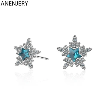 ANENJERY Sweet Artificial Blue Crystal Star Earrings For Women Silver Color Zircon Snowflake Earrings S-E850
ANENJERY Sweet Artificial Blue Crystal Star Earrings For Women Silver Color Zircon Snowflake Earrings S-E850