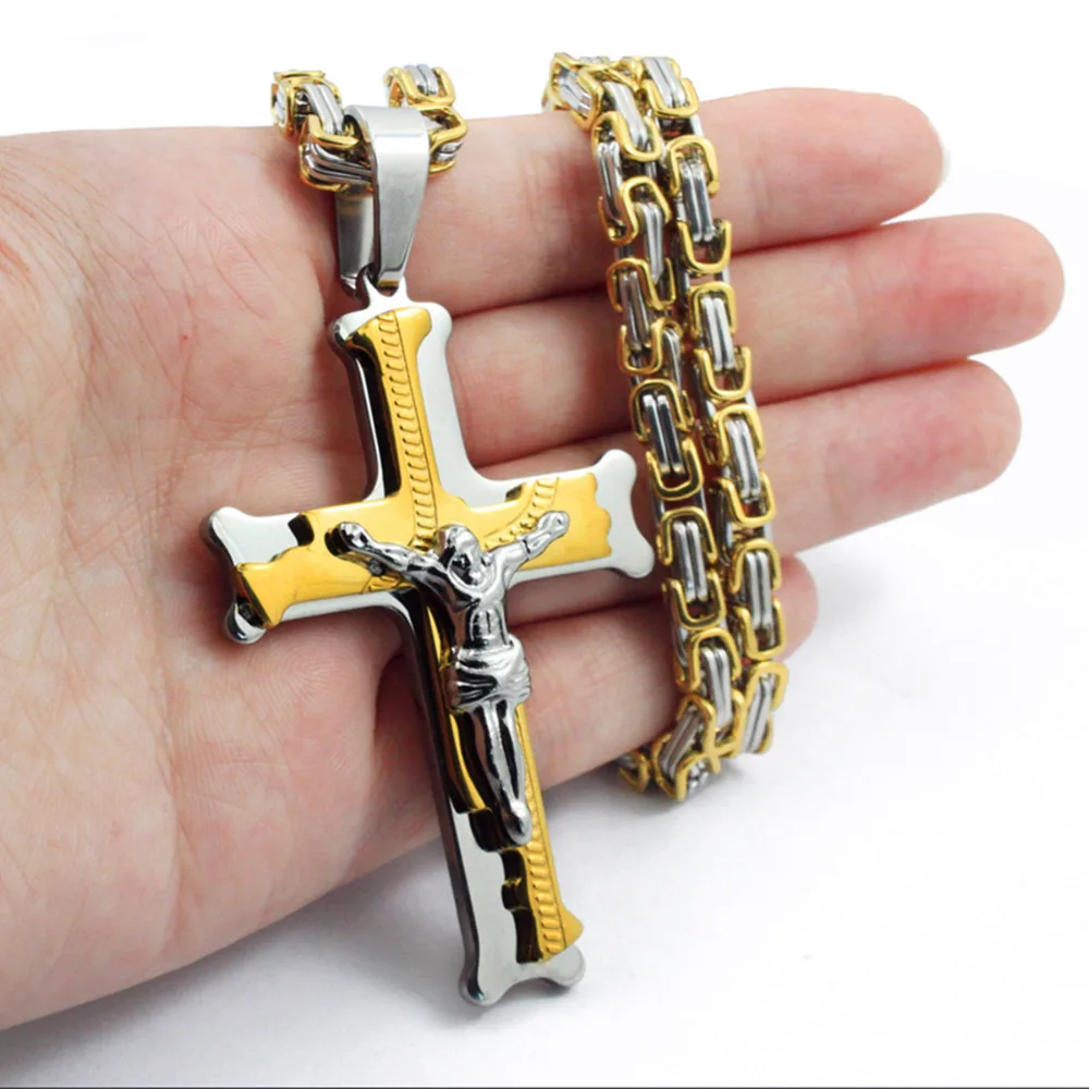 Men stainless steel Gold Silver Black jesus cross pendant chain necklace free Shipping
Men stainless steel Gold Silver Black jesus cross pendant chain necklace free Shipping