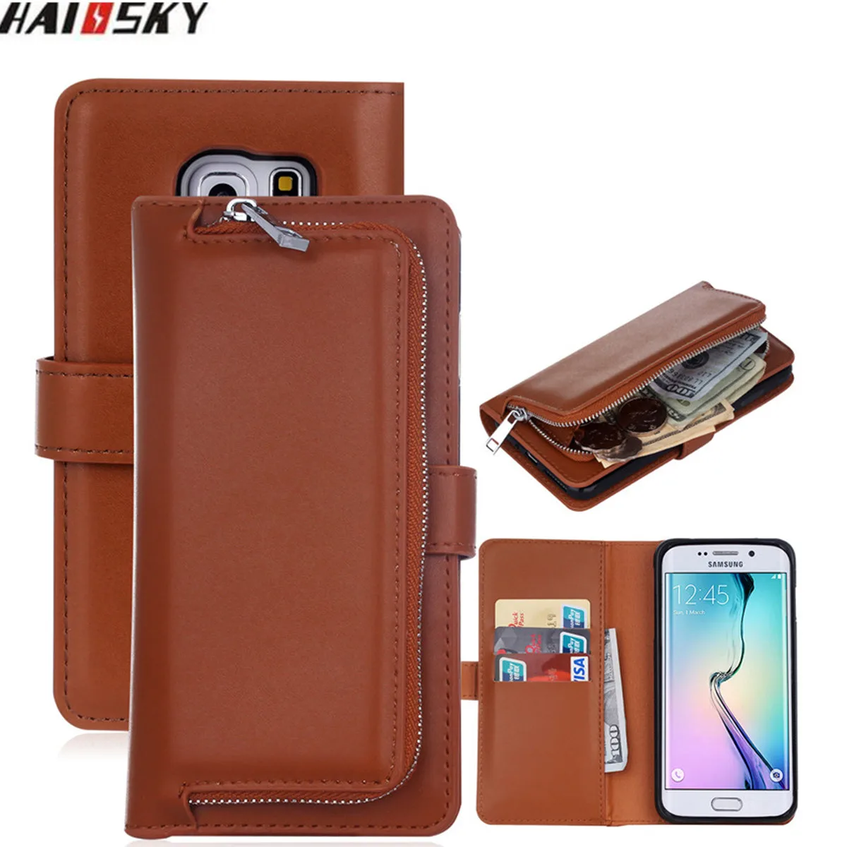 Haissky For Samsung S7 edge Case Zipper Wallet Magnetic Flip Leather Case For Samsung Galaxy S5 S6 S6 edge S7 Phone Fundas Capa
Haissky For Samsung S7 edge Case Zipper Wallet Magnetic Flip Leather Case For Samsung Galaxy S5 S6 S6 edge S7 Phone Fundas Capa