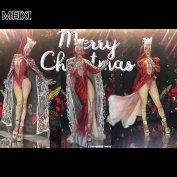 Luxury red queen Christmas collection rhinestone lace feather suit luxury bar birthday party concert singer dancer costume
Luxury red queen Christmas collection rhinestone lace feather suit luxury bar birthday party concert singer dancer costume