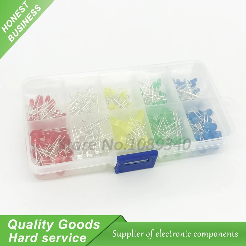200PC 3MM 5MM each 20pcs Led Kit Mixed Color Red Green Yellow Blue White Light Emitting Diode Assortment with free Box
200PC 3MM 5MM each 20pcs Led Kit Mixed Color Red Green Yellow Blue White Light Emitting Diode Assortment with free Box
