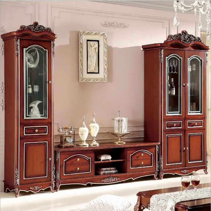 Antique High Living Room Wooden furniture lcd TV Stand set p10246