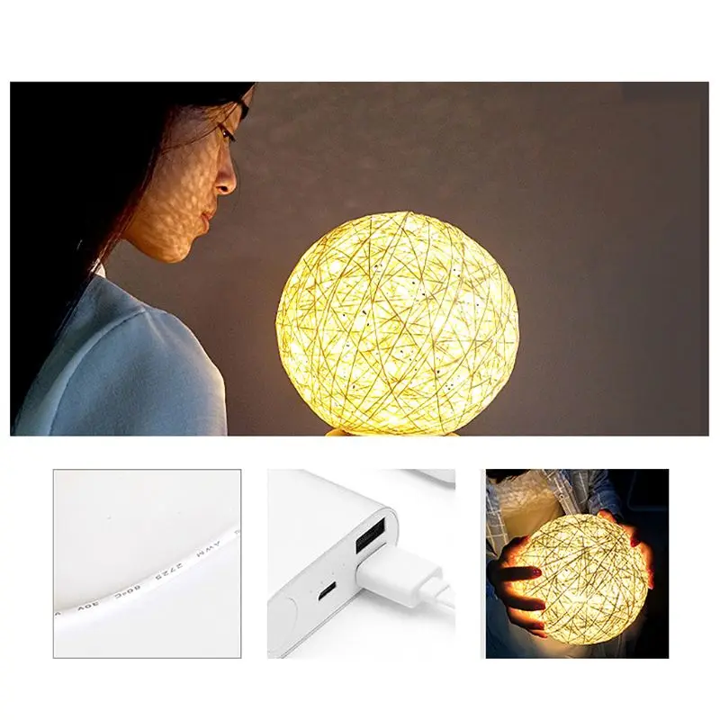 Creative LED Rattan Ball Night Light Button Control Projection Lamp Table Light USB Charging 
Creative LED Rattan Ball Night Light Button Control Projection Lamp Table Light USB Charging