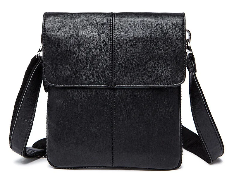 MJ Genuine Leather Male Bags High Capacity Real Leather Men's Messenger Bag Solid Crossbody Shoulder Handbag for Men Vertical (4)