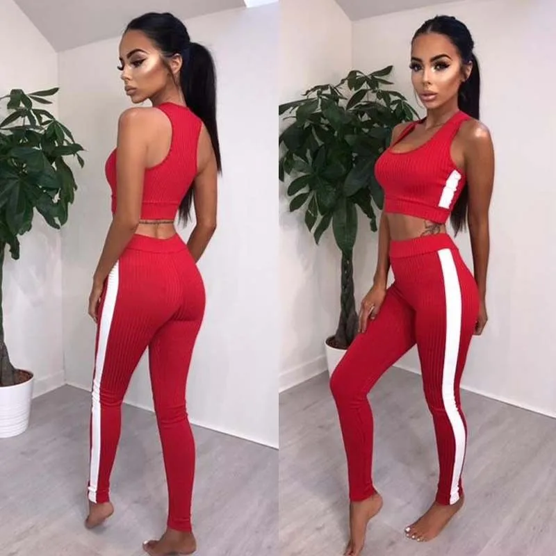 Workout Women Set Fitness Clothes Crop Tops Vest + Striped Pants Tights Workout Legging Stretch Casual Elastic Clothes Sets Suit
Workout Women Set Fitness Clothes Crop Tops Vest + Striped Pants Tights Workout Legging Stretch Casual Elastic Clothes Sets Suit