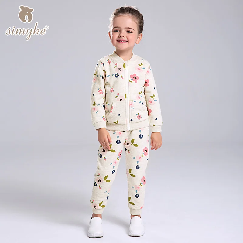 Simyke Children's Casual Sets 2017New 2pcs Set for Girl Jacket+Sport Trousers Toddler Girl Set Kids Clothes Kids Clothing W0085