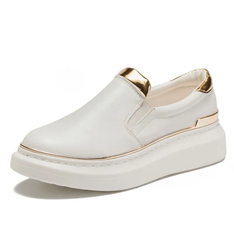 COOTELILI Autumn White Platform Flat Shoes Woman Ladies Shoes Comfortable Creepers PU Leather Oxford Shoes For Women 35-40 (4)