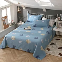 Bande dessinée couleur étoiles motif plat feuille King Size 100% coton mélangé imprimé draps plats draps de lit avec taies d'oreiller ensemble de literie(China)