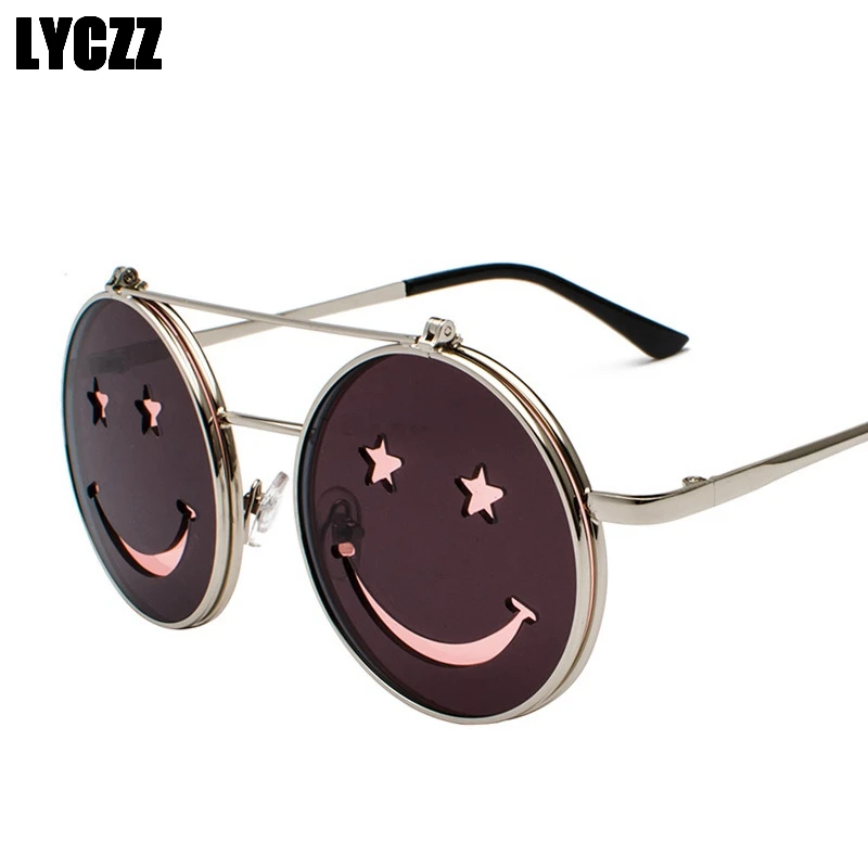 LYCZZ Fashion Street Smiling Face Punk Sunglasses Women Unique Double Lens Filp Steampunk Sunglasses Men Funny oculos feminino
LYCZZ Fashion Street Smiling Face Punk Sunglasses Women Unique Double Lens Filp Steampunk Sunglasses Men Funny oculos feminino