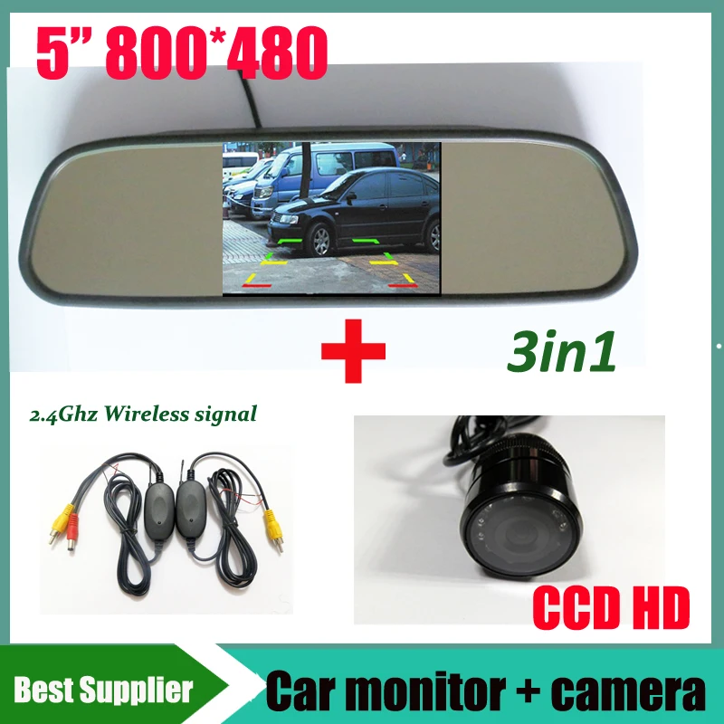 3in1 5inch car monitor mirror + 2.4G wireless signal kit with Universal car rear view parking reverse camera CCD HD Night vision
3in1 5inch car monitor mirror + 2.4G wireless signal kit with Universal car rear view parking reverse camera CCD HD Night vision