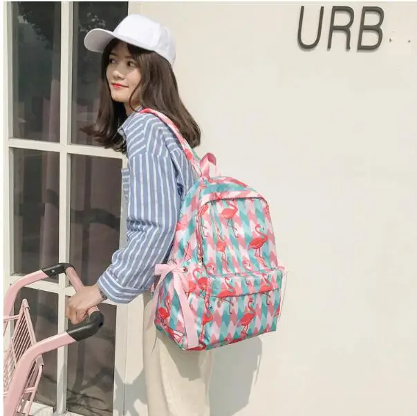 Рюкзак для девочек Harajuku нейлоновый с принтом фруктов клубники фламинго 1 шт. |