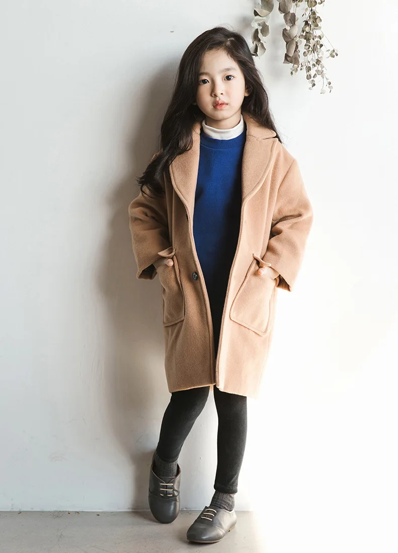 woolen big girls clothes autumn Korean trench coats kids long toddler winter coat children clothing 2018 new arrive outwears top (10)
