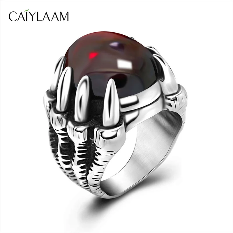 CAIYLAAM Cool Punk Rock Dragon Claw Ring Men Vintage Titanium steel Mens Finger Rings With Red/Black Stone Fashion Jewelry
CAIYLAAM Cool Punk Rock Dragon Claw Ring Men Vintage Titanium steel Mens Finger Rings With Red/Black Stone Fashion Jewelry