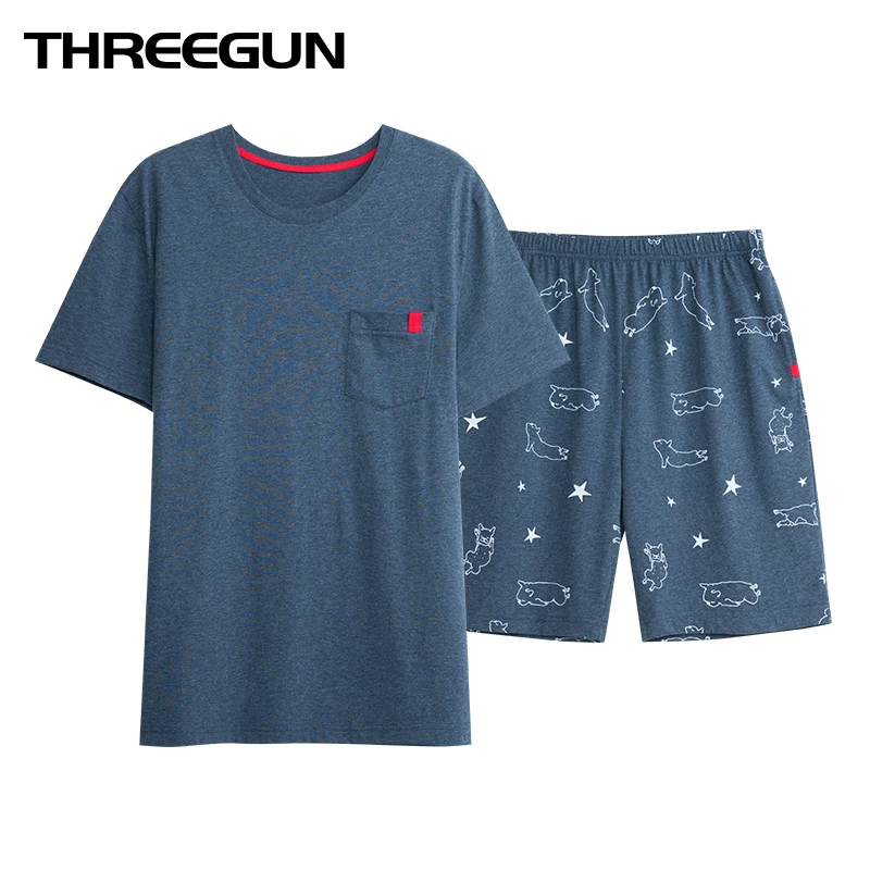 THREEGUN Brand Mens Sexy Sleepwear Casual Home Clothing Mens Sleep Shorts Pajamas Set Cotton Tops Tee & Shorts pijama hombre
THREEGUN Brand Mens Sexy Sleepwear Casual Home Clothing Mens Sleep Shorts Pajamas Set Cotton Tops Tee & Shorts pijama hombre