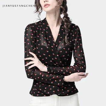 Summer fashion woman blouses 2019 printed Slim Long Sleeve blusas V-Neck Black Sexy Chiffon Blouse Cardigan Women Tops Clothes
Summer fashion woman blouses 2019 printed Slim Long Sleeve blusas V-Neck Black Sexy Chiffon Blouse Cardigan Women Tops Clothes