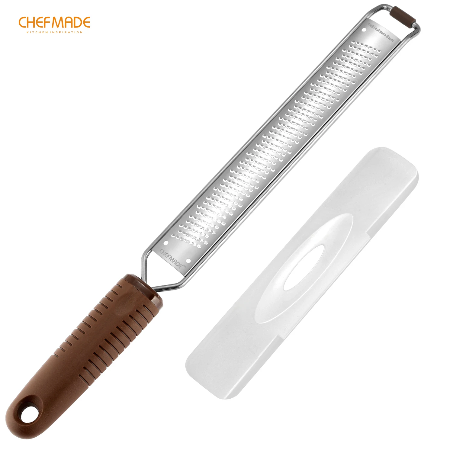 CHEFMADE Lemon Grater with Dust-Proof Lip, Non-stick 18/8 Stainless Steel Zester with Non-slip Handle and Brace, FDA Approved
CHEFMADE Lemon Grater with Dust-Proof Lip, Non-stick 18/8 Stainless Steel Zester with Non-slip Handle and Brace, FDA Approved