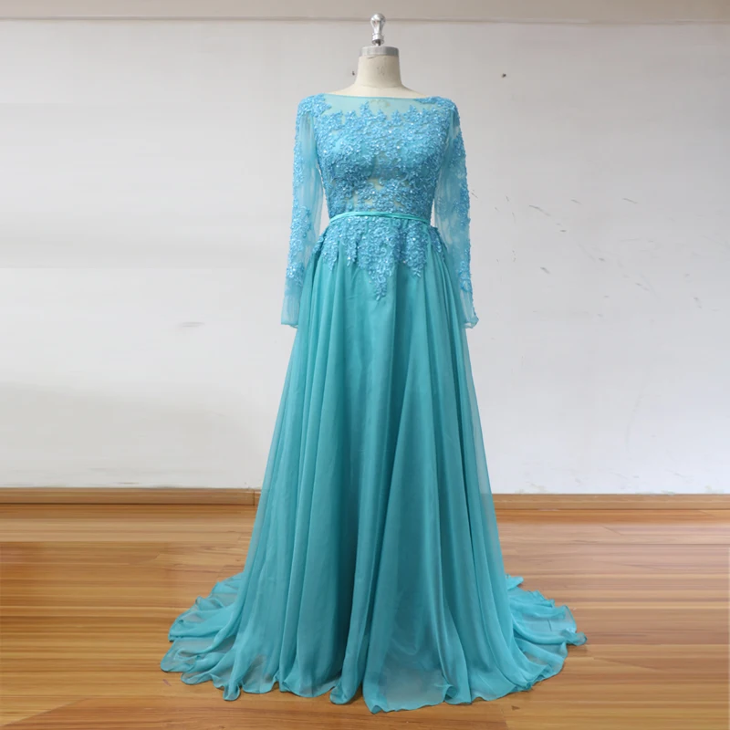 Real Image Long Sleeves Prom Gowns Slash Neck Appliques Beading Chiffon Floor Length Women Dresses Evening Party Dresses
Real Image Long Sleeves Prom Gowns Slash Neck Appliques Beading Chiffon Floor Length Women Dresses Evening Party Dresses
