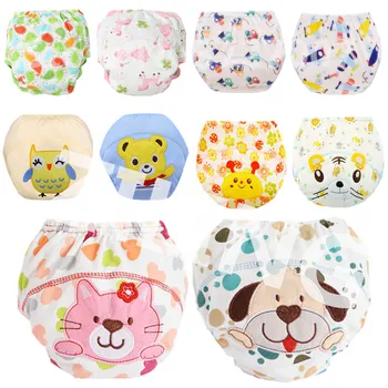 Baby Cotton Training Pants Panties Baby Diapers Reusable Cloth Diaper Nappies Washable Infants Children Underwear Nappy Changing