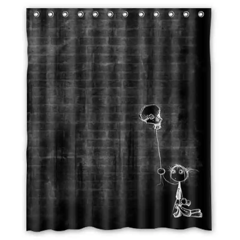 Фото Старая черная стена мультфильм черный эльф занавески для душа - купить