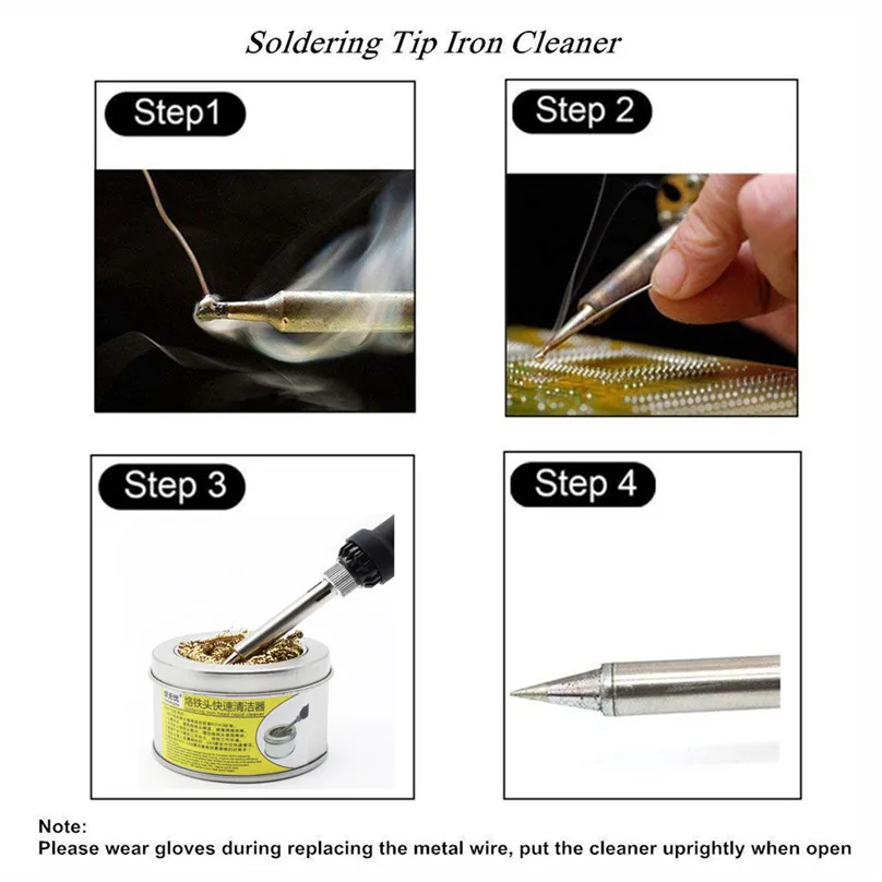Electric Iron Cleaner Soldering Iron Tip Cleaner With Brass Wire Sponge No Water Needed Cleaning Tools #3F14 (10)