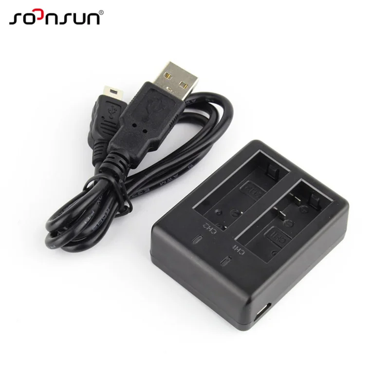 SOONSUN портативное USB двойное зарядное устройство для SJCAM SJ4000 SJ5000 SJ6000 камера