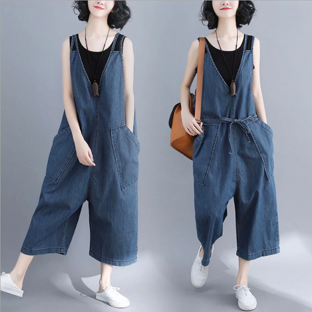 Spring and autumn new style Loose large size casual denim overalls Fashion seven-point wide-leg pants jumpsuit
Spring and autumn new style Loose large size casual denim overalls Fashion seven-point wide-leg pants jumpsuit