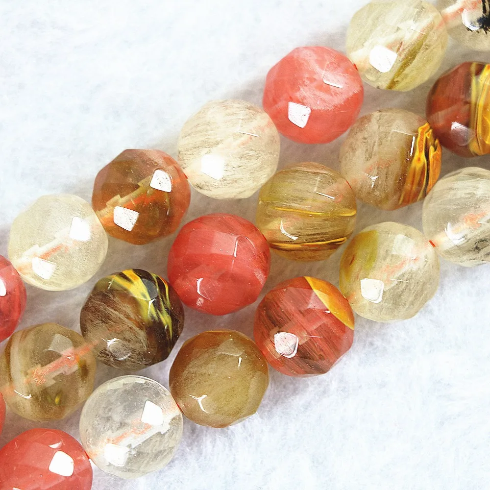 

Fashion watermelon tourmaline 4mm 6mm 8mm 10mm 12mm 14mm round faceted loose beads diy jewelry making 15" B497