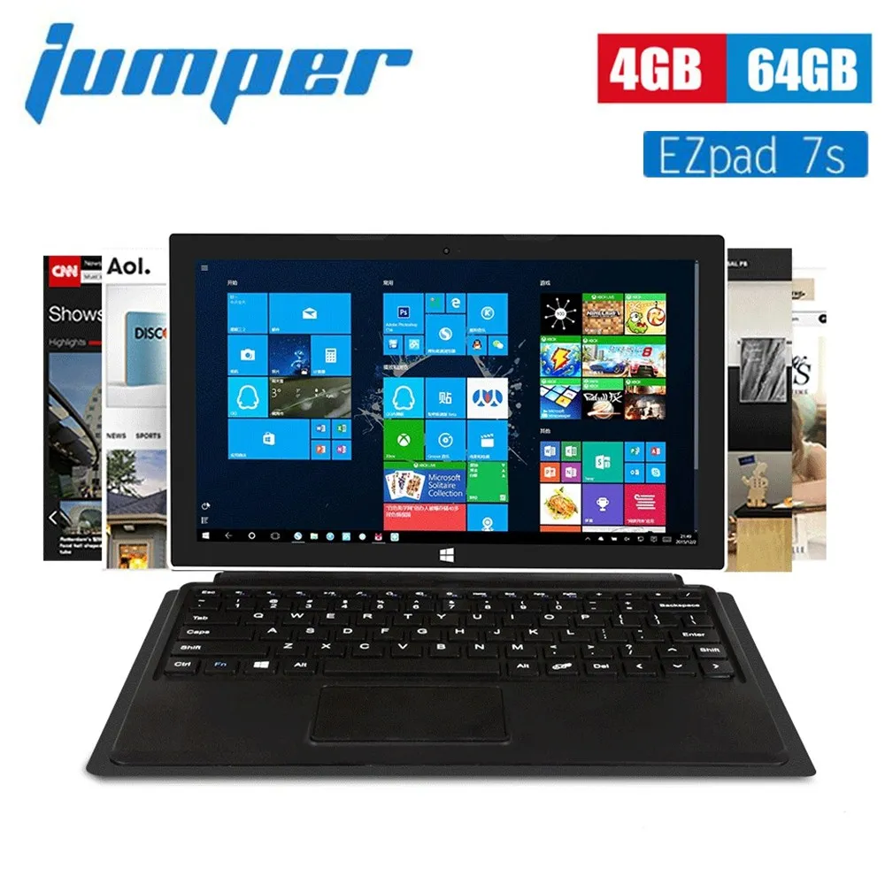 

Jumper Ezpad 7s 2 In 1 Tablet PC 10.8'' Intel Cherry Trail Z8350 Quad Core 4GB+64GB 2MP Camera 2.4G WiFi With Magnetic Keyboard