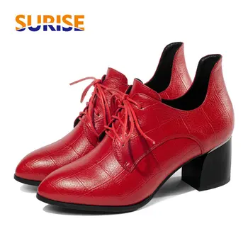Lace Up Women Pumps Red Embossed PU Leather Pointed Toe Brogues High Counter Block Heel Derbies Vintage Casual Oxford Lady Shoes
Lace Up Women Pumps Red Embossed PU Leather Pointed Toe Brogues High Counter Block Heel Derbies Vintage Casual Oxford Lady Shoes