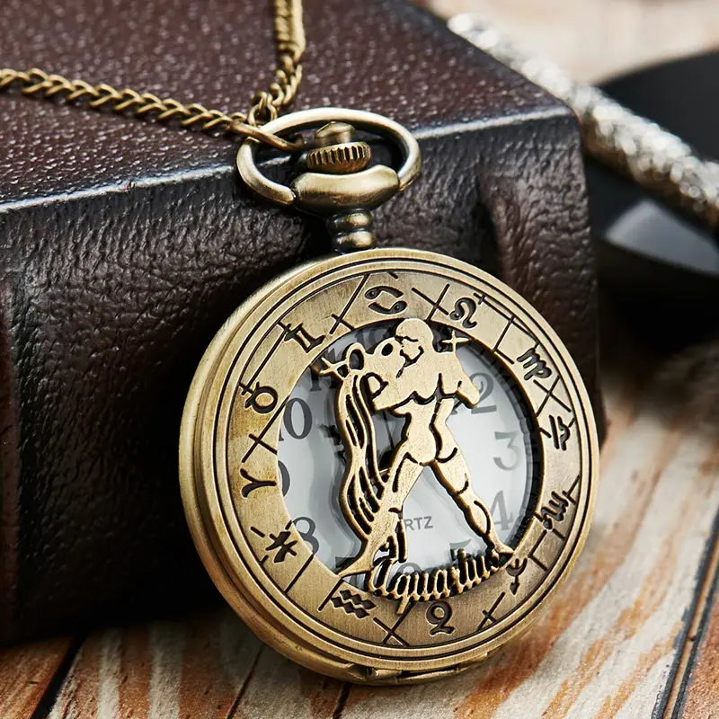 12 Constellation Pocket Watch Men Women Leo Zodiac Fob Watches Pisces Scorpio Gemini Taurus Animal Laser Engraved Necklace Clock
12 Constellation Pocket Watch Men Women Leo Zodiac Fob Watches Pisces Scorpio Gemini Taurus Animal Laser Engraved Necklace Clock