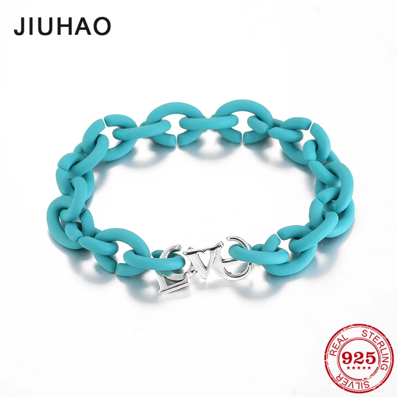 Hot 925 Sterling Silver Love Charm Bracelets color Green Hard Rubber X fashion jewelry women accessories European trendy
Hot 925 Sterling Silver Love Charm Bracelets color Green Hard Rubber X fashion jewelry women accessories European trendy