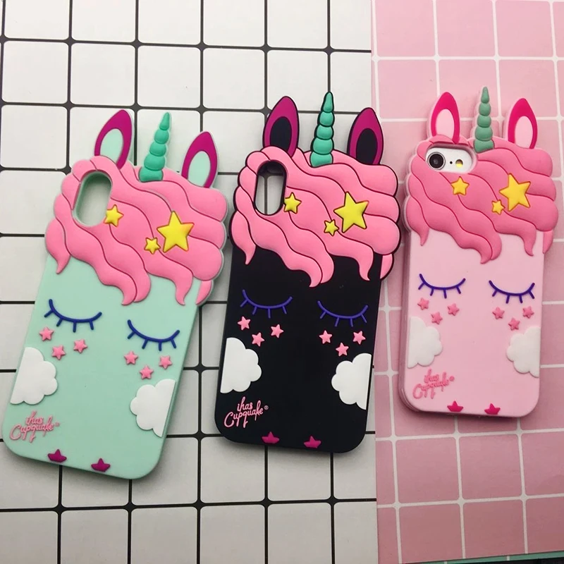 3D Cute Cat Unicorn Dog Rubber Case For iPhone 7 6 6S Plus 5s SE Soft Silicone Cartoon Cover Back For iPhone 8 7 6S 5S X Capa (28)