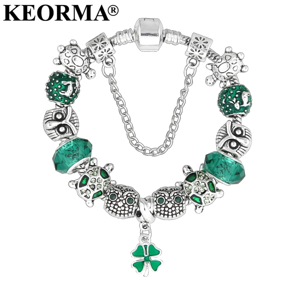 KEORMA Tortoise/Owl Charm Bracelet & Bangle Green Crystal Four Leaf Clover Lucky Bracelet For Woman Original Jewelry Bijoux Gift
KEORMA Tortoise/Owl Charm Bracelet & Bangle Green Crystal Four Leaf Clover Lucky Bracelet For Woman Original Jewelry Bijoux Gift
