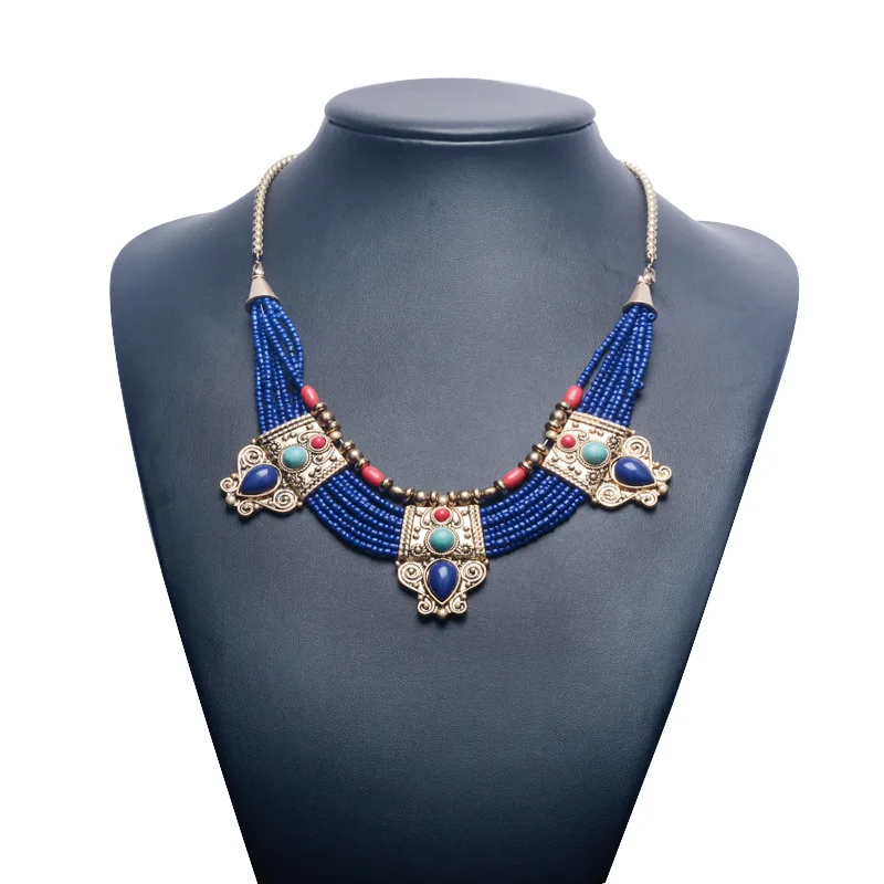 Vintage Ethnic Beaded Pendant Necklace Boho Behemia Blue Necklace Chain For Women New Fashion 2018 Collar Statement Necklace
Vintage Ethnic Beaded Pendant Necklace Boho Behemia Blue Necklace Chain For Women New Fashion 2018 Collar Statement Necklace