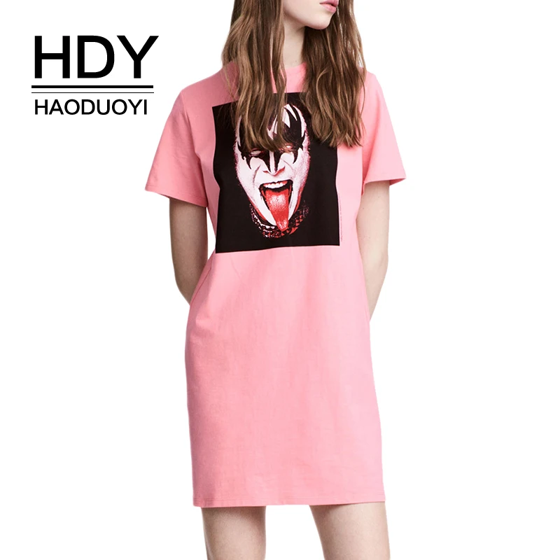 HDY Haoduoyi Brand 2019 Pink O-Neck Short Sleeve Mini Dress Women Printed T-Shirt Style Casual Cotton Loose Dress Lady
HDY Haoduoyi Brand 2019 Pink O-Neck Short Sleeve Mini Dress Women Printed T-Shirt Style Casual Cotton Loose Dress Lady