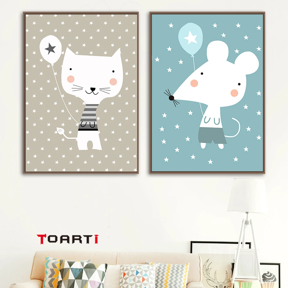 Funny Cat Horse Star Poster And Prints Wall Art Canvas Painting (4)