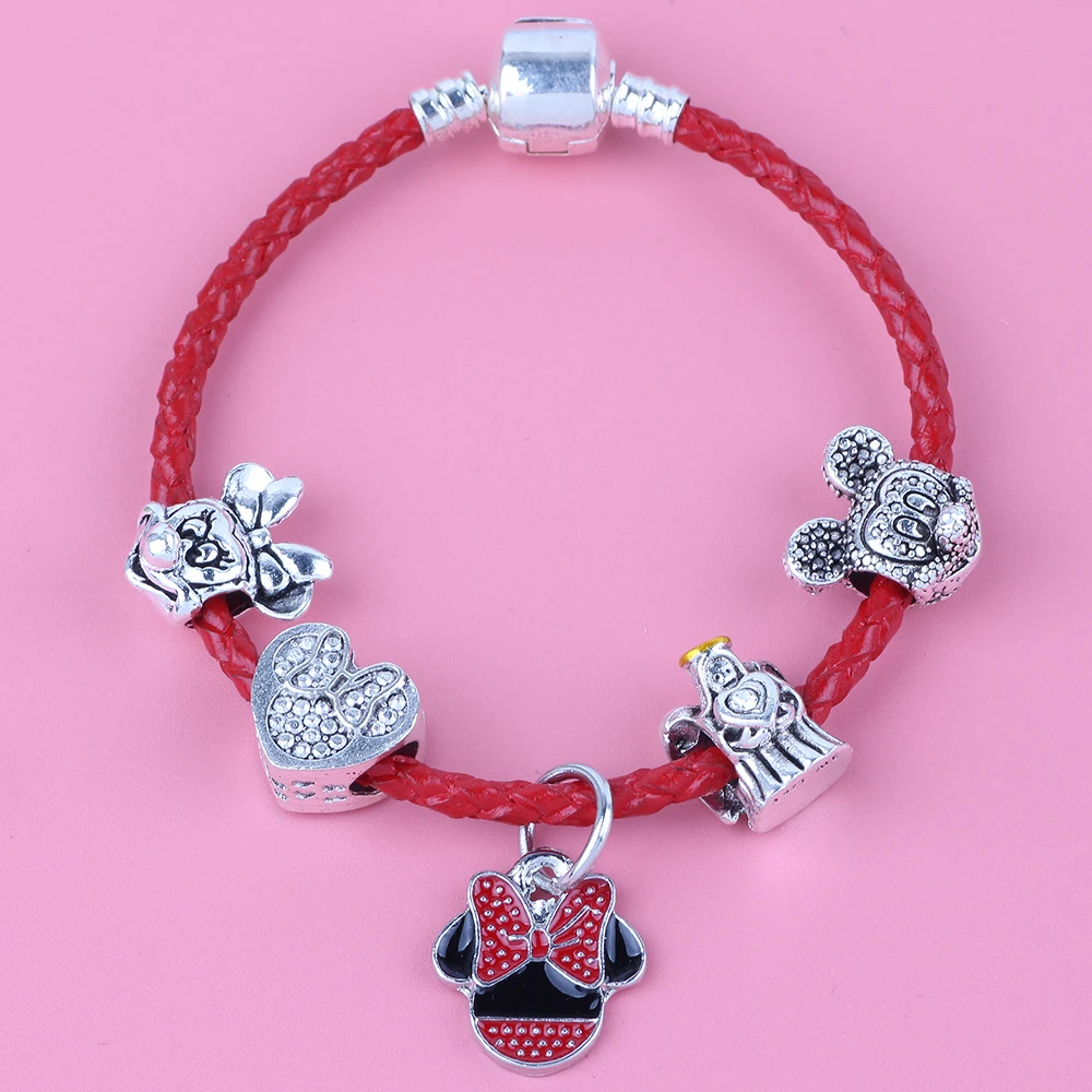 Couqcy Personality Red Leather Rope Minnie Pendant DIY Bracelet For Women Jewelry Children High Quality Qift
Couqcy Personality Red Leather Rope Minnie Pendant DIY Bracelet For Women Jewelry Children High Quality Qift